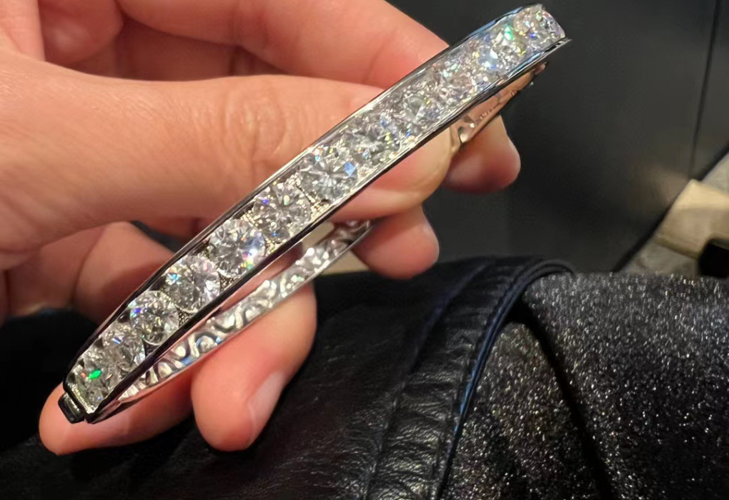 Pure Silver Gold-plated 18 40 Point Large Diamond Mosan Diamond Bracelet