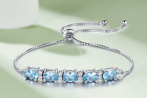 925 Sterling Silver Sky Blue Topaz Bracelet Fashion